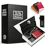 Book Shaped Security Lock Box, Secure Fake Book Safe with Combination Lock, Small Hidden Lock Box Discreet Money Safe Box for Cash, Jewelry, Personal Valuables at Home Dorm Office (Black,M)