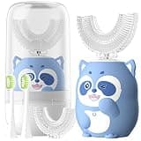 ELOTAME Kids Electric U Shaped Toothbrush Children Cartoon Sonic Automatic Toothbrush with 4 Brush Heads Full Mouth 6 Cleaning Modes - (Age 2-7, Blue)