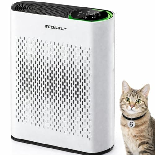 ECOSELF Air Purifier for Large Rooms Up to 2,400 Sq Ft, 360° Air Intake, HEPA Filter, White