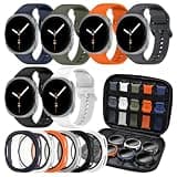 HAYONLIY 6 Pack Sport Bands Compatible with Samsung Galaxy Watch 8 Band 40mm 44mm for Men Women,Screen Protector Case Band&Storage Bag