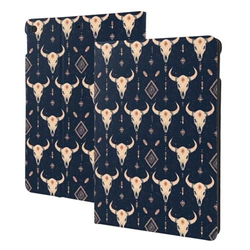 Compatible with iPad 9th/8th/7th Generation Case - Cool Sheep Skull Navy Blue Print Compatible with iPad 10.2 Case, Folio Stand, Auto Wake/Sleep, Tablet Cover