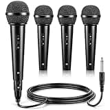 Konohan 4 Pack Cardioid Dynamic Microphone with 10 ft Cable 6.35mm Wired Microphone for Singing, Karaoke, Wedding, Dj, Party, Stage, Speech, Ys-02