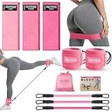 KUTIZE Ankle Resistance Bands with Cuffs & Fabric Resistance Bands Set - Legs & Glutes Workout Equipment for Women & Men, Home Gym Heavy Exercise Bands for Butt, Hip, Yoga, Strength Training, Pilates