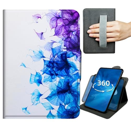 Case for Samsung Galaxy Tab A7 Lite 8.7 inch 2021 Release 360 Degree Rotating Stand Lightweight Cover,Magnetic Clasp & Hand Strap - Art Blue and Purple
