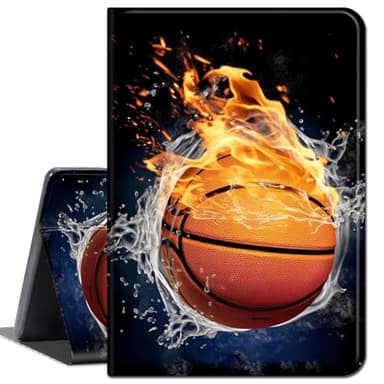 Case for Samsung Galaxy Tab S8 Plus 2022 / S7 FE 2021 / S7 Plus 2020 12.4-Inch,Slim Lightweight Smart Shell Stand Cover with Auto Wake/Sleep Case for Galaxy S7 FE,Basketball Fire and Water