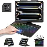 aMZCaSE Trackpad Keyboard Case for iPad Pro 13 inch(M5/M4), 360°Swivel 7 Color Backlit for iPad Pro 13 inch Case with Keyboard, Latop Case for Pro 13(2025/2024), Smart Wake/Up, Pencil Holder, Back