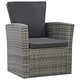 KGHFDVB Gray 4 Piece Patio Dining Set with Poly Rattan, Table, Bench, 2 Chairs, 3 Cushions and 3 Pillows