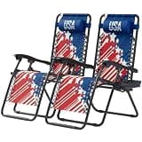 OS MOTOR Zero Gravity Chairs, Portable Folding Reclining Lounge Chairs with Adjustable Pillow and Cup Holder for Outdoor, Patio, Beach, Camping, Garden, Poolside, Striped Star-Inspired Design, 2 Pack