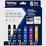 PayForLess Remanufactured for Epson 812XL Ink cartridges Combo Pack Replacement for 812 XL T812XL for Workforce Pro WF-7840 WF-7820 WF-7310 EC-C7000 Printer 6 Pack 3 Black 1 Cyan 1 Magenta 1 Yellow