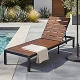 THINK 30 Outdoor Chaise Lounges Pool Lounge Chairs, Outdoor Daybed Recliner, with Adjustable Backrest for Patio, Poolside or Beach, Black+Brown