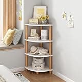 Corner Wooden Bookshelf Storage nizer for Home Office Display Rack Plant Stand Slim Design with 4 Layers Shelves Ideal for Small Spaces 30 * 30 * 99cm White