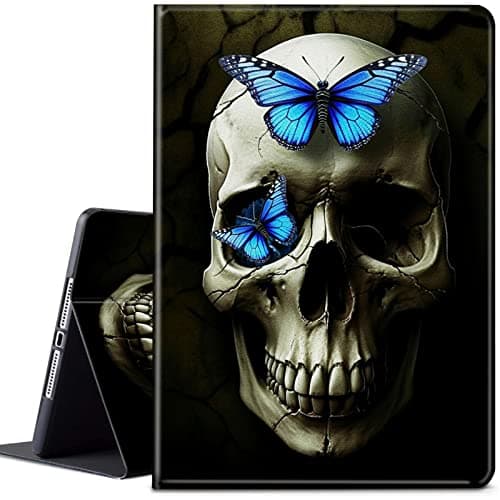 CGFGHHUY for iPad Mini 6 Case 8.3 inch 2021 Release for iPad Mini 6th Generation Case Lightweight Protective PU Leather Smart Stand Cover with Auto Wake Sleep - Blus Butterflies Skull