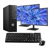 Dell OptiPlex 3080 Desktop PC | Intel Core i7 10th Gen Octa Core | 16GB RAM | 1TB SSD | Windows 11 Pro | Dual 24" LCD Monitors | Quadro P620 | Wired Keyboard & Mouse | AX200 WiFi + BT | (Renewed)