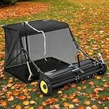 Petyee 44 Inch Tow Behind Lawn Sweeper, 26 cu. ft. Large-Capacity Leaf & Grass Collector, Adjustable Sweeping Height, Easy Dump Rope, Heavy-Duty Garden Sweeper for Patio, Yards, Lawns, and Farms