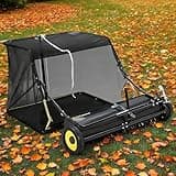 Petyee 44 Inch Tow Behind Lawn Sweeper, 26 cu. ft. Large-Capacity Leaf & Grass Collector, Adjustable Sweeping Height, Easy Dump Rope, Heavy-Duty Garden Sweeper for Patio, Yards, Lawns, and Farms