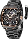 OLEVS Square Black Mens Watches Fashion Military Sport Big Face Chronograph Watch Casual Watches for Men Fashion Reloj para Hombre Business Wrist Watch