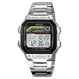 SKMEI Men's Sport Digital Watch, 42.9mm Square Face Watch with EL Backlight, Dual Time, Countdown Timer, Stainless Steel/TPU Band Waterproof Wristwatch