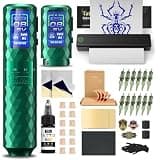 INKin Tattoo Kit Professional Complete with 6 Adjustable Strokes 2.5-4.8mm, Tattoo Gun with 2Pcs 1600mAh Batteries and 10Pcs Practice Book, Full Set with Tattoo Needles and Ink