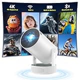 Mini Projector with WiFi and Bluetooth, Built-in Rechargeable Battery Support 4K Auto Keystone 220° Rotation, Outdoor Movie Smart Projector for Bedroom/Home Cinema Compatible w Phone/TV Stick/HDMI/USB