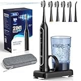 Benhip Electric Toothbrush with Water Flosser Combo, 2-in-1 Flosses and Sonic Toothbrush, Flossing Toothbrush for Adults, Cordless Water Flosser for Home and Travel, Portable Travel Case Included