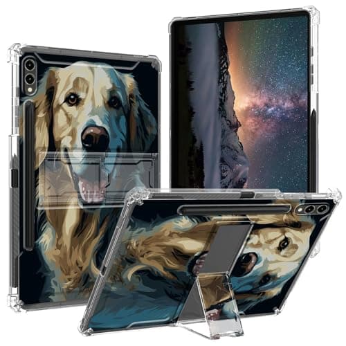 BPQOJB for Samsung S9 Ultra Case 2023 with Kickstand and Pen Holder Transparent Protective Cover Clear Tablet Case for Samsung Galaxy Tab S9 Ultra 5G 14.6 inch - Cute Dogs