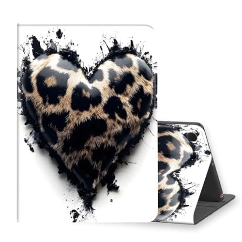 VOGDMKJG Stand Case for Samsung Galaxy Tab A9 8.7 Inch 2023 Release - Auto Sleep/Wake Multi-Angle View Protective Tablet Cover for Girl Boy Business Travel Leopard Print Heart