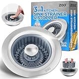 Sink Drain Strainer - Sink Stopper Kitchen Drain, 3 in 1 Kitchen Sink Drain Strainer with Anti-Clogging Basket, Kitchen Gadgets Clearance Sink Accessories, Fit US Standard 3-1/2'' Sink Hole, Silver
