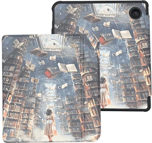 Case for Kobo Libra Colour (2024) / Kobo Libra 2 (2021) 7-inch eReader, Bookshelf Premium PU Leather Protective Cover with Auto Sleep Wake, Magical Library