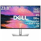 Dell P24 inch Monitor, LED FHD - 100Hz Refresh Rate 1500:1 Contrast Ratio, AMD FreeSync - VESA, IPS, Height/Tilt/Pivot/Swivel Adjustability, DisplayPort & HDMI & VGA, USB, Black, Silver