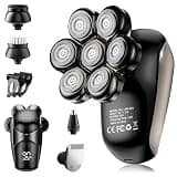 SHPAVVER ETHUP Head Shavers for Bald Men: 5-in-1 Electric Razor with 7D Floating Blades - IPX7 Waterproof Grooming Kit, Detachable Magnetic Head, 90-Min Wet Dry Shaver Gifts for Father's Day