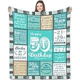 Birthday Gifts for Women, Best Sister Ever Gifts for Women, Woman Birthday Gift Idea, Best Friend Bday Gift for Lady, Flannel Blanket 60"X50" (60 * 50in, 50th)