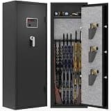 LMTC 8-15 Biometric Gun Safe, Gun Safes for Rifles and Pistols with Adjustable Shelf,Gun Racks and Pistol Holster, Fingerprint Keypad Lock Gun Cabinet for Home & Hunting (No Assembly Required)