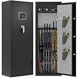 LMTC 8-15 Biometric Gun Safe, Gun Safes for Rifles and Pistols with Adjustable Shelf,Gun Racks and Pistol Holster, Fingerprint Keypad Lock Gun Cabinet for Home & Hunting (No Assembly Required)
