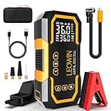 Jump Starter with Air Compressor, Battery Jumper Starter Portable(9.0 Gas/6.5L Diesel) with Tire Inflator, 12V Car Battery Jump Starter with Smart Jumper Cables, LED Light, LCD Display
