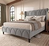 Queen Size Bed Frame Velvet - 48" Headboard, 900lbs Support, Easy Assembly