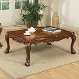 agnixnaf Cherry Wood Coffee Table with Carved Design, Claw Legs, Smooth Surface, Rectangular Center Table, Mid-Century, for Living Room, Dining Room, Office