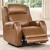 Power Lift Recliner Chair with Massage and Wall Hugger for Adults, Electric Recliner with Adjustable Headrest USB C Ports, Compact Brown Leather Living Room Chair for Small Spaces Ergonomic