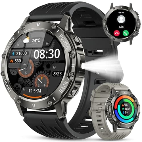 Smart Watch for Men Fitness Tracker: Waterproof Make Answer Call Running Digital Mens Watches Military Smartwatch Android Phone iPhone Samsung Compatible SpO2 Sleep Heart Rate Monitor Step Pedometer
