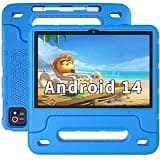 EDDBNi Kids Tablet Android 14 Tablet 10 inch Kids Tablets with Case Quad Core 64GB Dual Camera Parental Controls 2.4G WiFi Educational Tablets (Blue)