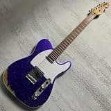 Rhxflame Vintage Electric Guitar Alder Body Roasted Maple Neck Rounded Frets Vintage Tuners,Beginner Guitar,Big Sparkle Metallic Purple