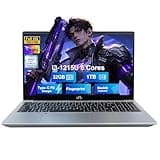 nimo 15.6" FHD IPS Laptop, Intel 6 Cores I3-1215U 32GB RAM 1TB SSD (Up to 4.4GHz, Beat R5 7520U), 65W Fast PD 180° Viewing Wi-Fi 6 Backlit Keyboard Fingerprint for Student and Home