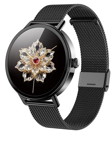 IOWODO Smart Watch for Women, Answer/Make Call, 1.26" AMOLED Always-On Display Screen Smartwatch for iPhone & Android, Fitness Tracker with Heart Rate/Sleep/SpO2 Monitor