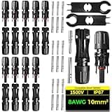 COCOSY 22 PCS 8AWG Solar Panel Connectors PV 8 AWG IP68 1500V 60A 10 Pairs PV Connectors with 1 Pair of Keys, 10mm² Male and Female Connectors for Photovoltaic DIY Cable