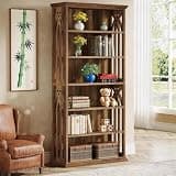 LOVEZOE 6 Tier Bookshelf, Brown Tall Bookcase for Home Office Living Room, MDF Storage Shelf with Adjustable Shelves, 31.5” L x 11.81” W x 74.8” H