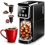Horavie Single Serve Coffee Maker, Hot & Iced Coffee Maker for K-Pod and Grounds, Strong Brew Setting, 6-12 oz Brew Sizes One Cup Coffee Machine, Black