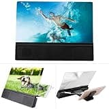 Omquot phone screen magnifying glass, high definition indoor outdoor video amplifier with speaker, 12 inch, black