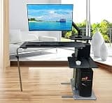 UWYTGF 32-Inch Single Monitor Standing Desk Converter,Powerful Mechanical Arm Suspension Computer Stand,Dual Purpose,Black-Left