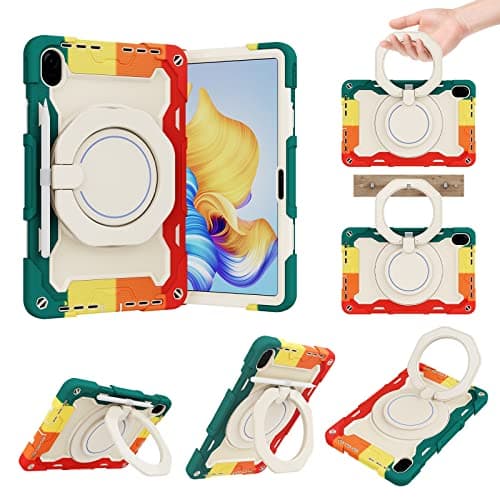 OWSIHNZBF Kids Case For Honor Tablet 8(12"),360° Rotatable Handle Stand Three-in-one Shatter-Resistant Shell, Drop-Proof,Shoulder Strap(Rainbow RED)