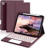 ZKTUYU for iPad (A16) 11th 10th Generation Case with Keyboard, 7-Colors Backlit, Folio Cover with Pencil Holder, Multi-Touch Trackpad, Detachable Keyboard for iPad 11/10.9-inch 2025/2022 (Burgundy)
