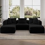 Novilla 106" Modular Sectional Sofa, Modern Cloud Sectional Couch with Smarts Coil® Support, U-Shape Boneless Couch for Living Room Apartments Bedroom, No Assembly Required (3 Seat w/ 2 Ottoman)